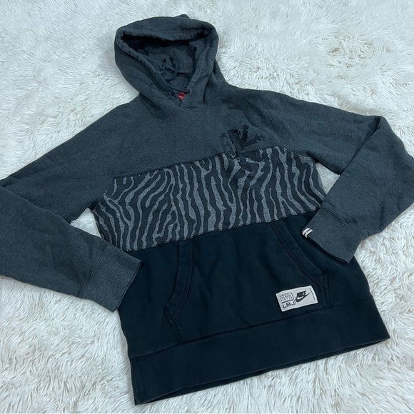 Nike Lebron Safari Print Mens Hoodie Black & Gray Size Small - Picture 2 of 12